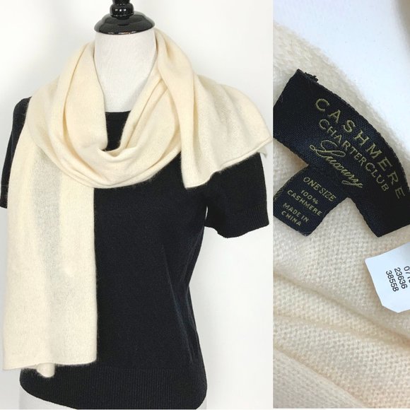 Charter Club Accessories - Charter Club Luxury Cashmere Ivory Scarf